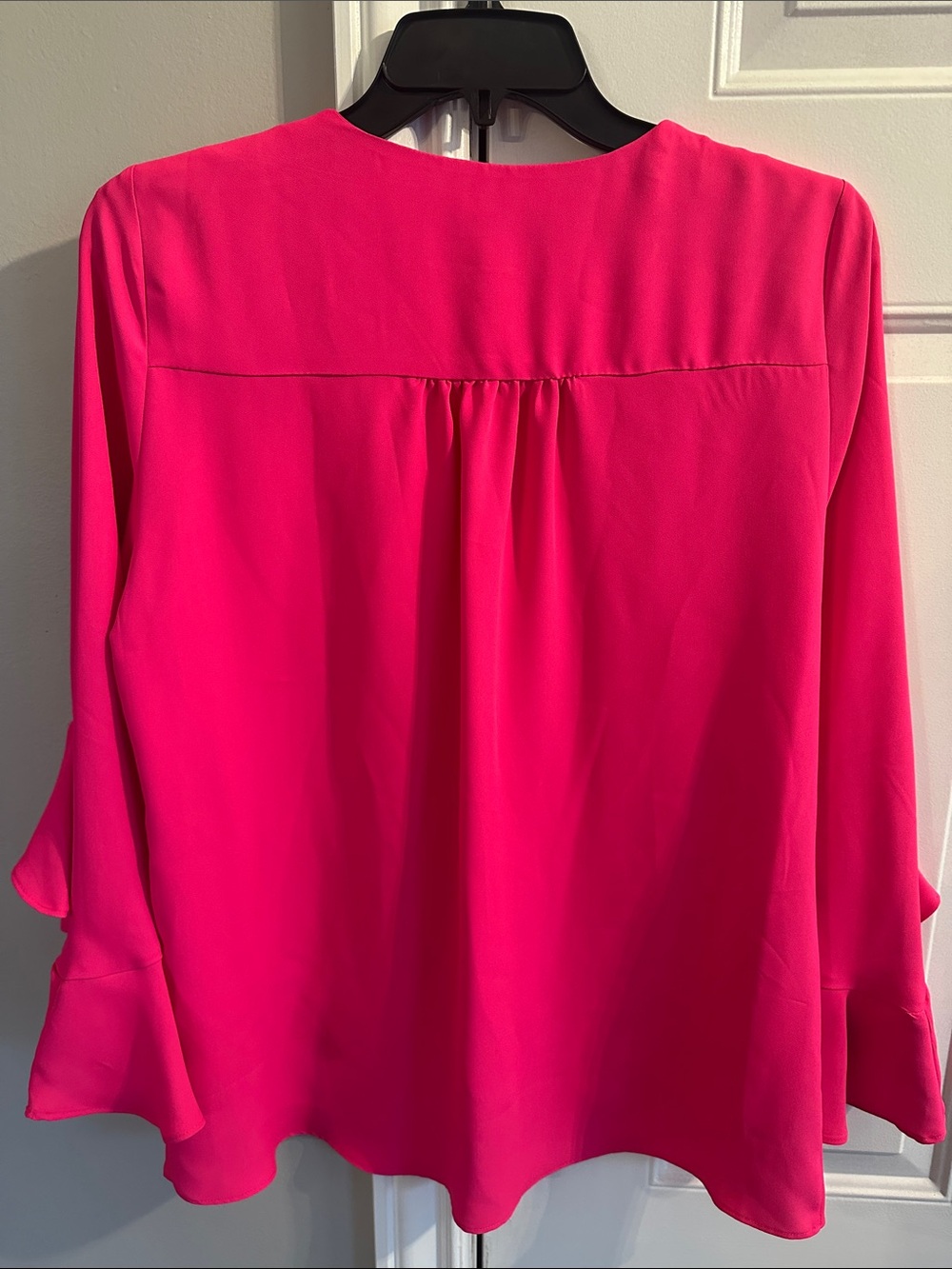 Vince Camuto Fuchsia V-Neck Ruffle Sleeve Blouse - Picture 8 of 11